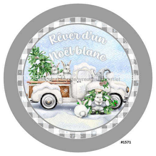 Vinyl Decal | Noel Blanc | Rabbits | Tree Truck | Winter | Christmas | French - Unique in the Creek LTD