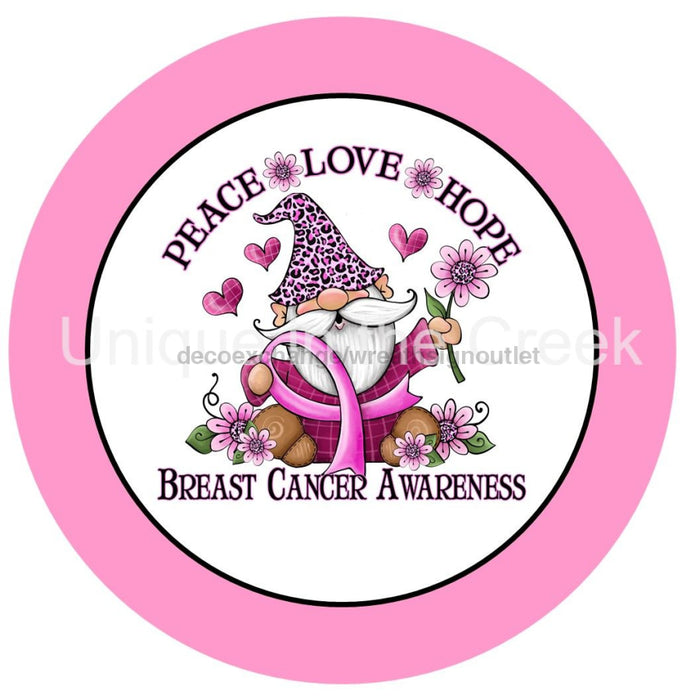VINYL DECAL | PEACE LOVE & HOPE | PINK RIBBON | BREAST CANCER | AWARENESS | GNOME - Unique in the Creek LTD