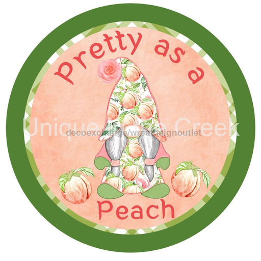 VINYL DECAL | PRETTY AS A PEACH | GNOME | GREEN CHECK | EVERYDAY | SUMMER - Unique in the Creek LTD