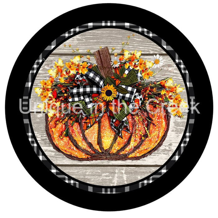VINYL DECAL | PUMKIN & FLOWERS | WOOD | CHECK | AUTUMN | FALL - Unique in the Creek LTD