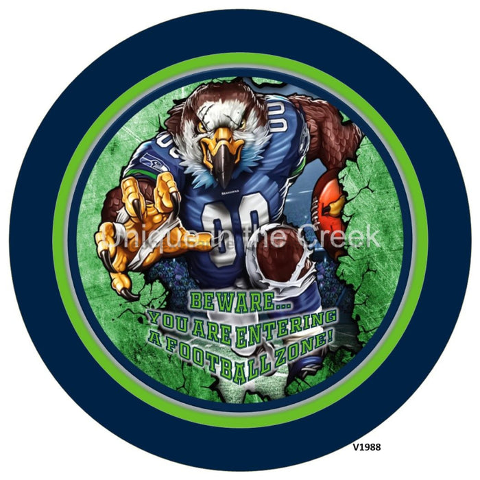 Vinyl Decal | SEA Football | NAVY/GREEN/GREY | Beware...you are entering a football zone | Sports - Unique in the Creek LTD