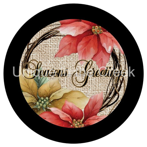 VINYL DECAL | SEASONS GREETINGS | POINSETTIA | WINTER | CHRISTMAS - Unique in the Creek LTD