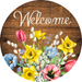 Vinyl Decal, Spring Sign, Welcome Flower Sign, 10" Round Metal Sign VINYL-DECOE-422, Sign For Wreath, DecoExchange - DecoExchange