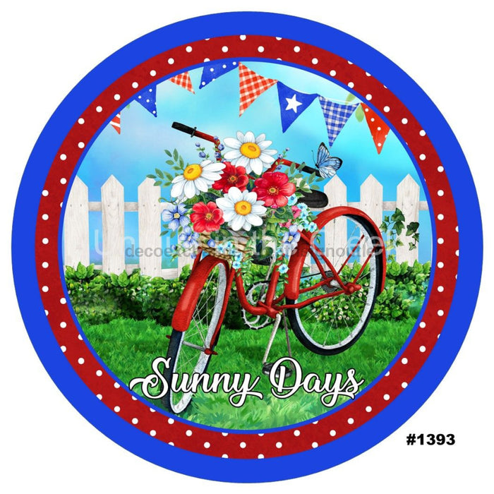 VINYL DECAL | SUNNY DAYS | BIKE | PATRIOTIC | USA | 4th OF JULY | RED / WHITE / BLUE | SUMMER - Unique in the Creek LTD