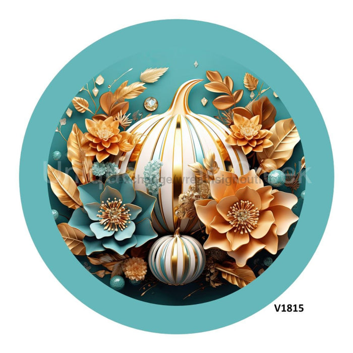 VINYL DECAL | TEAL/ORANGE PUMPKIN | FALL | LEAVES - Unique in the Creek LTD