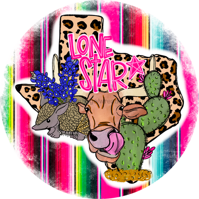 Wreath Sign, Texas Sign, Serape Sign, Texas Pride, 10" Round, Metal Sign, DECOE-687, DecoExchange, Sign For Wreath - DecoExchange