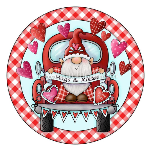 VINYL DECAL | VALENTINE | HUGS & KISSES | GNOME & HEARTS | VALENTINE'S DAY - Unique in the Creek LTD