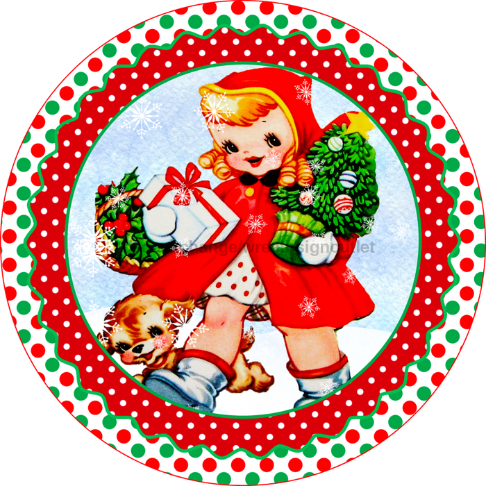 Wreath Sign, Vintage Christmas Sign, 10" Round Metal Sign DECOE-824, Sign For Wreath, DecoExchange - DecoExchange