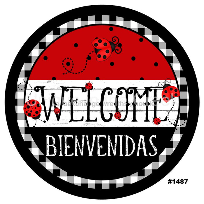 VINYL DECAL | WELCOME BIENVENIDAS | LADYBUG | SPANISH | SUMMER | SPRING - Unique in the Creek LTD