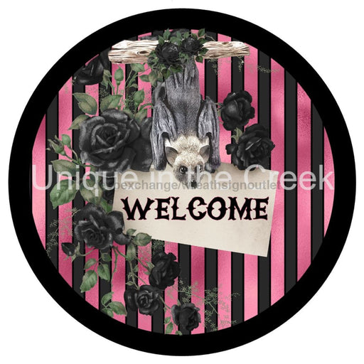 VINYL DECAL | WELCOME | BLACK ROSES | BAT | AUTUMN | FALL | HALLOWEEN - Unique in the Creek LTD
