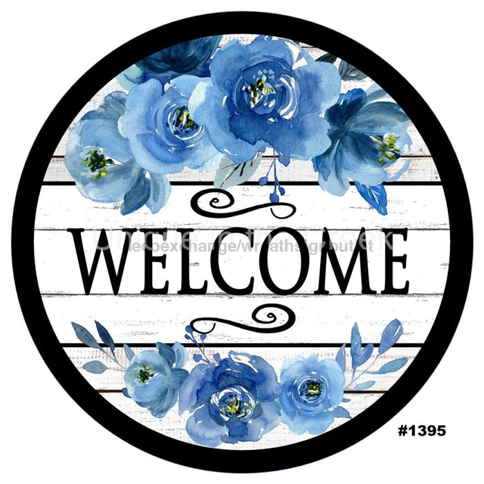 VINYL DECAL | WELCOME | BLUE | FLOWERS | VINTAGE | EVERYDAY - Unique in the Creek LTD
