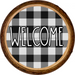 Wreath Sign, Welcome - Buffalo Check Wood Round 10" Round Metal Sign DECOE-180, DecoExchange, Sign For Wreaths - DecoExchange