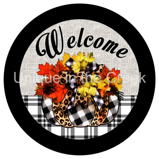VINYL DECAL | WELCOME | CHECK | LEOPARD | FOLIAGE | AUTUMN | FALL - Unique in the Creek LTD