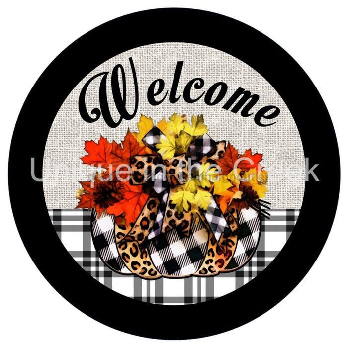 VINYL DECAL | WELCOME | CHECK | LEOPARD | FOLIAGE | AUTUMN | FALL - Unique in the Creek LTD