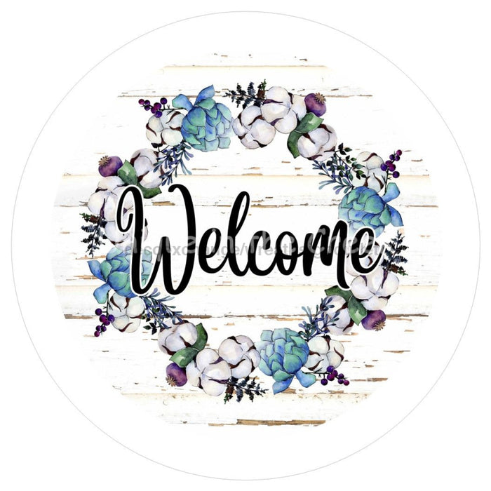 VINYL DECAL | WELCOME | FLORAL RING | COTTON | EVERYDAY - Unique in the Creek LTD