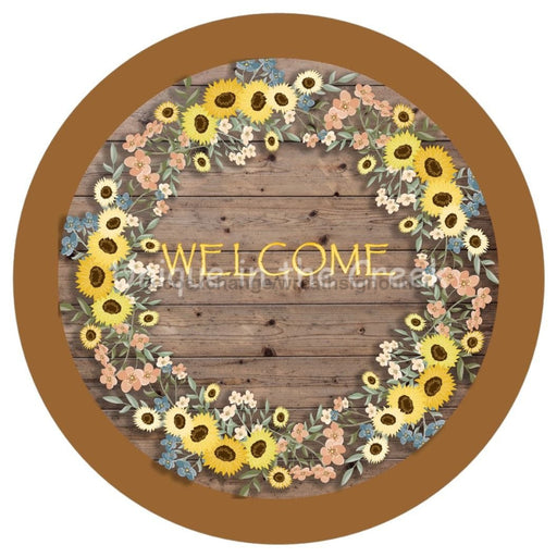 VINYL DECAL | WELCOME | FLORAL RING | SUNFLOWER | EVERYDAY - Unique in the Creek LTD