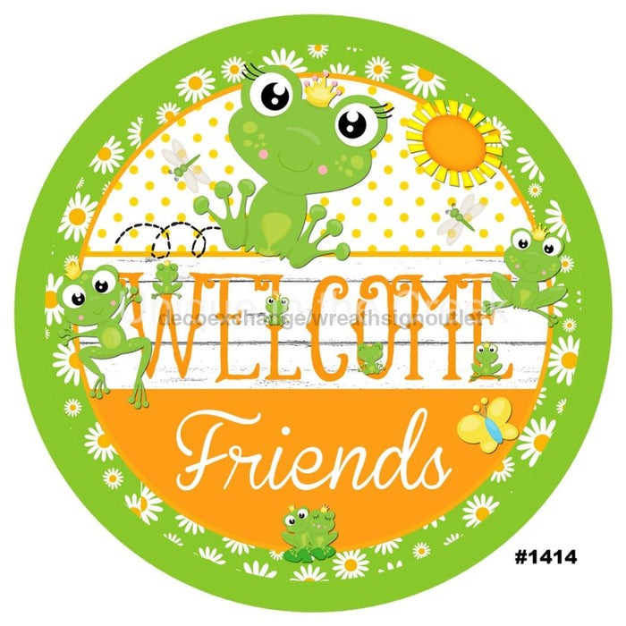VINYL DECAL | WELCOME FRIENDS | FROG | DAISY | SPRING | SUMMER | EVERYDAY | ANIMALS - Unique in the Creek LTD