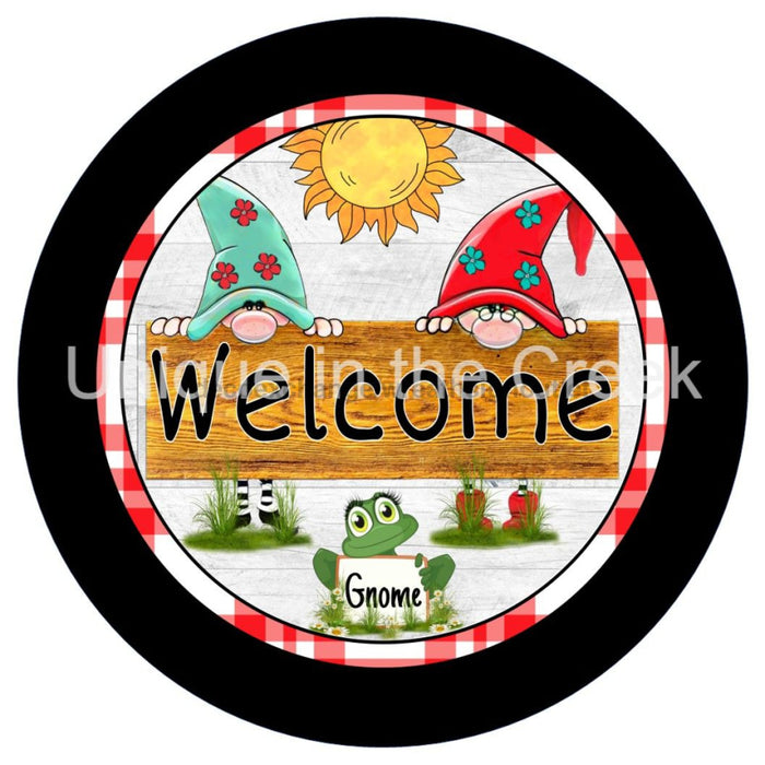 VINYL DECAL | WELCOME | GNOME & FROG | CHECK | EVERYDAY - Unique in the Creek LTD
