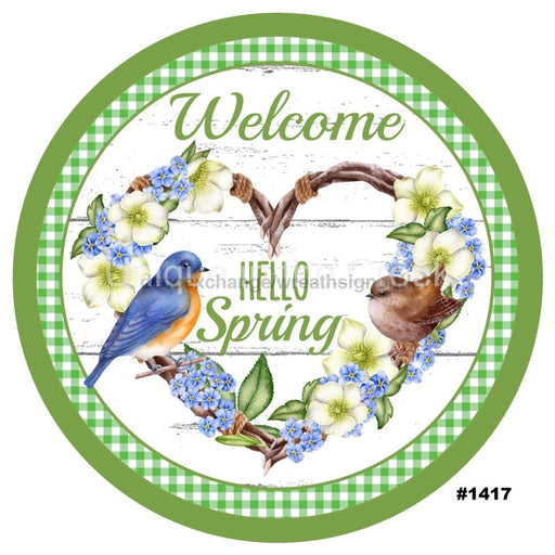VINYL DECAL | WELCOME | HELLO SPRING | BIRDS | GREEN | SPRING | SUMMER - Unique in the Creek LTD