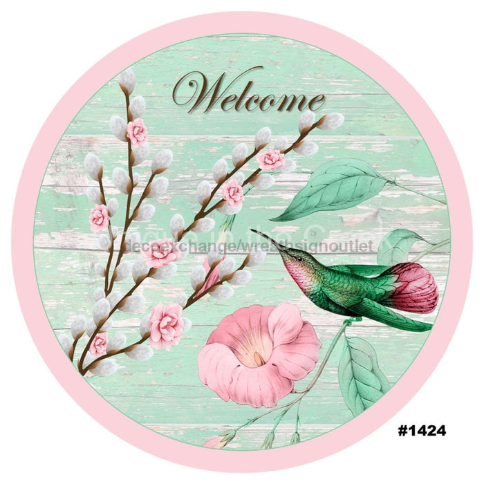 VINYL DECAL | WELCOME | HUMMINGBIRD | FLOWERS | EVERYDAY | SPRING - Unique in the Creek LTD