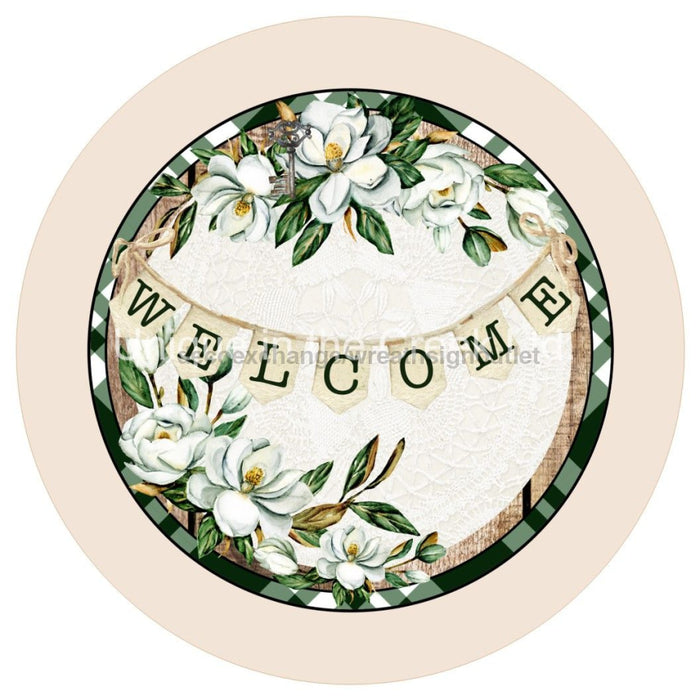 VINYL DECAL | WELCOME | MAGNOLIA | CHECK | FLORAL | EVERYDAY - Unique in the Creek LTD