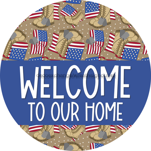 Wreath Sign Welcome Wreath Sign Military Veterans Decoe-2399 For Round vinyl