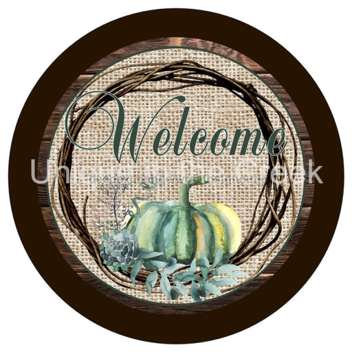 VINYL DECAL | WELCOME PUMPKIN | GREEN | WOOD | AUTUMN | FALL - Unique in the Creek LTD