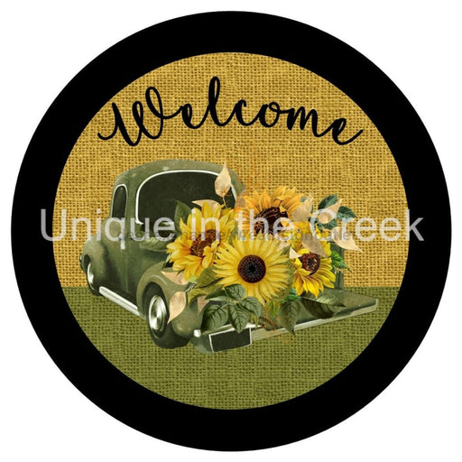 VINYL DECAL | WELCOME | SUNFLOWER TRUCK | EVERYDAY - Unique in the Creek LTD