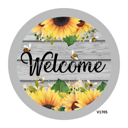 VINYL DECAL | WELCOME | SUNFLOWERS / BEES | ON WOOD | SPRING | EVERYDAY - Unique in the Creek LTD