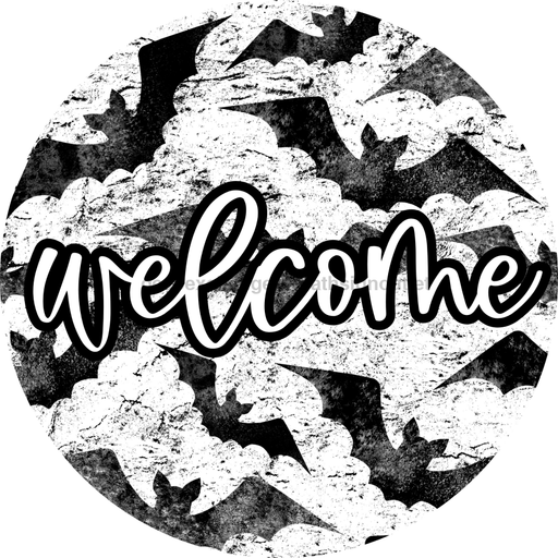 Welcome Bats Door Hanger 4 Holes Door Hanger DCO-W-00074-DH 22 in Round Wood 22’’ Door Hanger