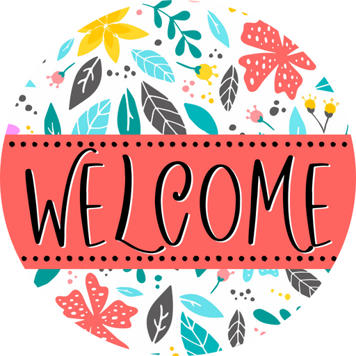 Welcome Door Hanger Sign Floral Decoe-4135-Dh 18 Wood Round