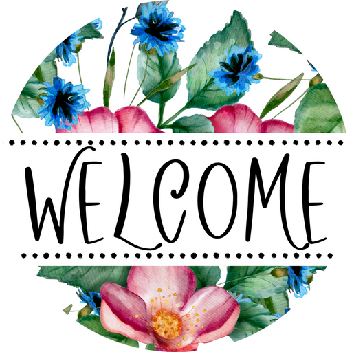 Welcome Door Hanger Sign Floral Decoe-4138-Dh 18 Wood Round