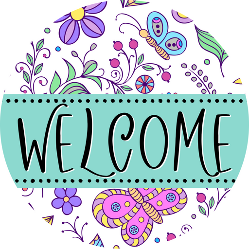Welcome Door Hanger Sign Spring Floral Decoe-4115-Dh 18 Wood Round