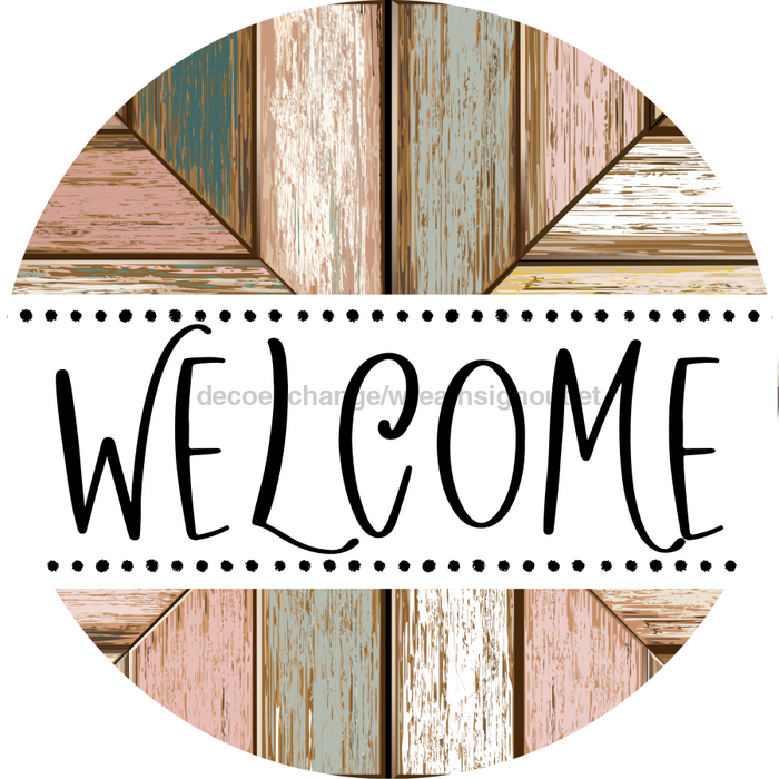 Welcome Door Hanger Sign Wood Stain Decoe-4144-Dh 18 Round