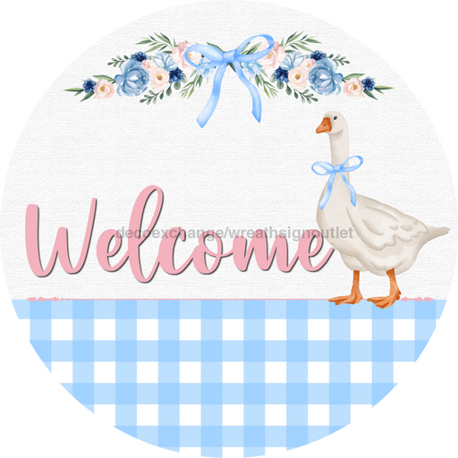 Welcome Goose Sign, DECOE-5293-D, Sign For Wreath, 10" Wood Sign
