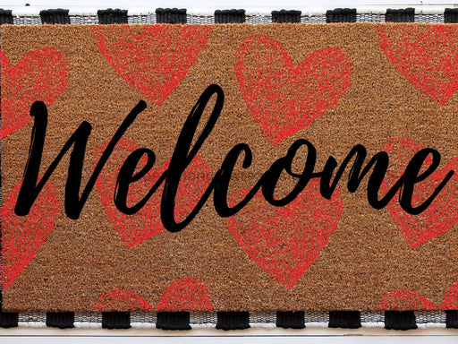 Welcome Heart Doormat | Cute Valentine's Housewarming Gift | Custom Doormat Closing Gift | Welcome Doormat | Front Door Love Home Door Mat