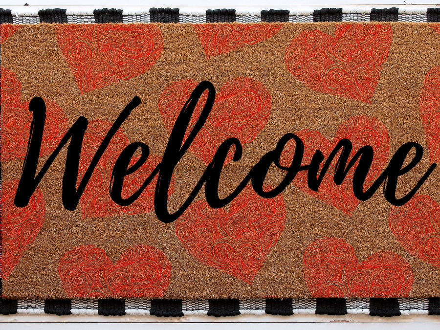 Welcome Heart Doormat | Cute Valentine's Housewarming Gift | Custom Doormat Closing Gift | Welcome Doormat | Front Door Love Home Door Mat