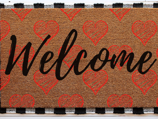 Welcome Heart Doormat | Cute Valentine's Housewarming Gift | Custom Doormat Closing Gift | Welcome Doormat | Front Door Love Home Door Mat