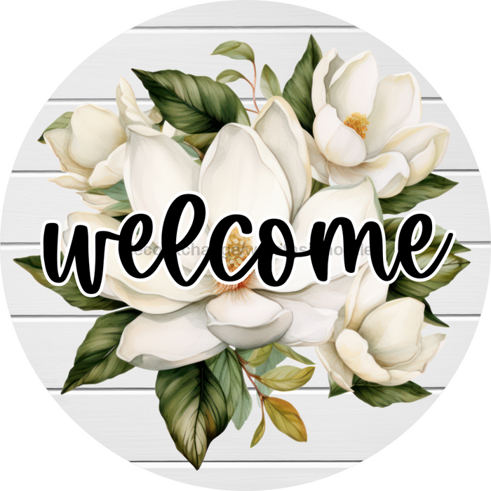 Welcome Magnolia Sign, DECOE-5257-D, Sign For Wreath, 10" Wood Sign