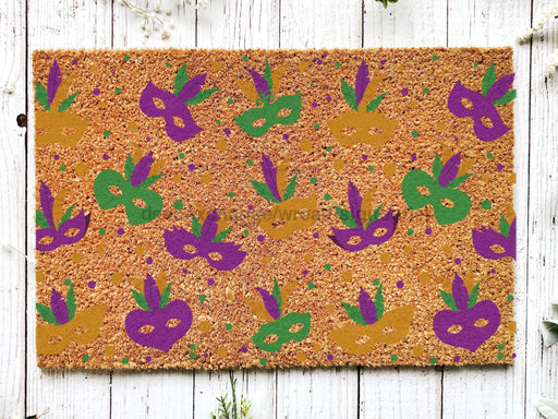 Welcome Mardi Gras Masks Doormat | Nola Housewarming Gift | Fat Tuesday | Doormat Closing Gift | Welcome Doormat | Front Door Home Door Mat