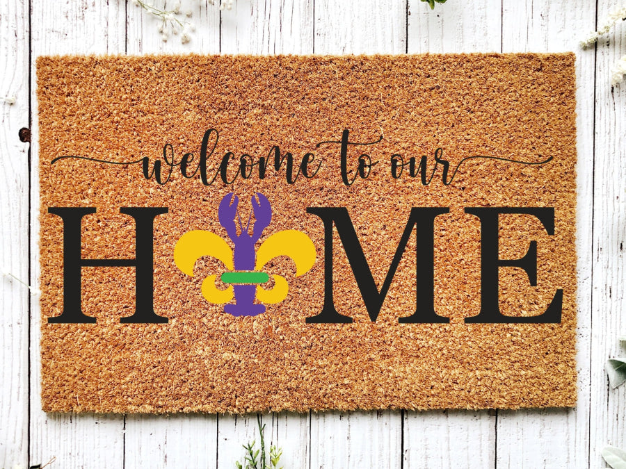 Welcome Mardi Gras Masks Doormat | Nola Housewarming Gift | Fat Tuesday | Doormat Closing Gift | Welcome Doormat | Front Door Home Door Mat