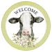 Welcome Sign, Cow Sign, DECOE-4059, 10" Metal Round