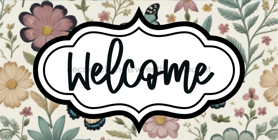 Welcome Sign Dco-00167 For Wreath 6X12 Metal 6 X 12