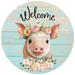 Welcome Sign Pig Decoe-4601 Wreath 12 Metal Round