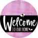 Welcome To Our Home Sign Bee Black Stripe Pink Stain Decoe-3084-Dh 18 Wood Round