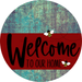 Welcome To Our Home Sign Bee Dark Red Stripe Petina Look Decoe-3001-Dh 18 Wood Round