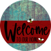 Welcome To Our Home Sign Bee Dark Red Stripe Petina Look Decoe-3001-Dh 18 Wood Round