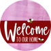 Welcome To Our Home Sign Bee Dark Red Stripe Pink Stain Decoe-3012-Dh 18 Wood Round