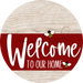 Welcome To Our Home Sign Bee Dark Red Stripe White Wash Decoe-3013-Dh 18 Wood Round