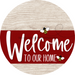 Welcome To Our Home Sign Bee Dark Red Stripe White Wash Decoe-3013-Dh 18 Wood Round